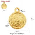 18K gold micro-pave Isle of Man coin pendant with Elizabeth II portrait, 10mm size - L138416-Gold