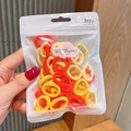 Elastic baby hair ties in bright yellow and orange colors within a transparent zipper bag - 3#Yellow (50Pcs)