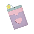 Portacarte chic rosa e viola con dettaglio a cuore, ciondolo a fiore e catena di perle - Viola
