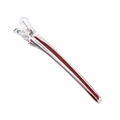 Transparent plastic hair clip with red stripe detail and durable metal hinge component - Brown