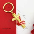 Porte-clés en alliage doré avec motif pilier Huabiao rouge, longueur totale de 94mm - Porte-clés Huabiao Chinois
