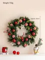 50cm Christmas wreath with red ornaments, star, and elk head design, 750g weight - Christmas Wreath C