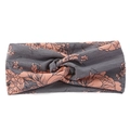 Elastisches Yoga-Stirnband in Grau mit rosa Blumenmuster und Twist-Detail vorne - Grau Floral