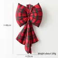 Grande fiocco natalizio a quadri rosso e verde, 48x25cm decorazione festiva per albero - Grande Plaid (189g)