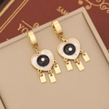 Golden heart-shaped Evil Eye drop earrings with white shell inlay and metal pendants - Heart Shaped Eye Style (1#)