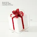 Glittery white gift box ornament with red velvet bow, Christmas tree decoration 12cm - 12cm Red White Gift Box