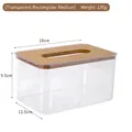 Transparent rectangular tissue box with bamboo lid in medium size 18x11.5x9.5cm - Medium / Clear