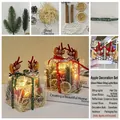 Christmas gift box with LED string lights, reindeer hair clips, and green ribbons - Deluxe DIY Pack - Green Ribbon + Clip + LED