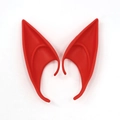 Cosplay elf ears in bright red silicone for Halloween costume parties and festivals - Long Style (OPP Bag) / Red
