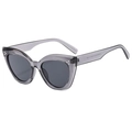 Fashion cat eye sunglasses with translucent grey frame and decorative rivets - Smoke Gray