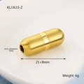 Golden 18K gold-plated stainless steel capsule charm bead with brushed finish for DIY jewelry - Capsule Bead (KLJ3633-Z)