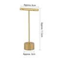 Matte gold T-bar jewelry stand with dimensions Approx. 6cm bar and 11.5cm height - Small Round-Base Earring Stand (Gold)