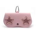 Étui à lunettes portable en cuir rose avec étoiles pailletées et clip en métal - Étoile Rose