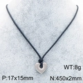 Ciondolo a cuore argento con cordino in nylon nero su un supporto per collane grigio - Cuore Color Acciaio (KN292234-Z)
