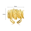 Detailed size view of gold adjustable ring with irregular 30mm wide lava texture finish - Irregular Lava Wave(JZ6148)