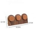 Walnut finish jewelry display stand with brown velvet holders, size 22.5x10.7x0.7cm - 3-Position Low Cylinder Support
