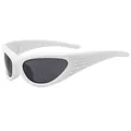 Occhiali da sole Y2K sportivi con montatura bianca aerodinamica e lenti grigie - Montatura Bianca Lenti Grigie