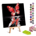 DIY diamond painting kit with red butterfly pattern, crystal rhinestones and wooden easel - Red Gradient Butterfly (5) / 20x30cm