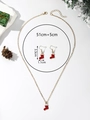 Parure de bijoux de Noël avec pendentif chaussette à paillettes rouges et boucles - XL15-Chaussette de Noël