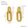 Textured gold-plated stainless steel earrings with size dimensions and 18k gold finish - Geometric Thick Style (1081)