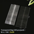 Clear glossy food-grade plastic packaging bags, 11x26cm size, 100 pieces per pack - 11x26cm