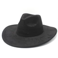 Dettaglio della corona in camoscio nero opaco e tesa larga del cappello fedora - M (56-59cm) / Nero Pelle Scamosciata