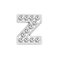 Chrome alloy letter Z pendant with clear rhinestones for DIY pet collar jewelry - 10mm / Letter Z with Rhinestone