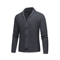 Men's dark grey knit cardigan with shawl collar and button closure in a solid color design - M / Top (A521) / Dark Gray