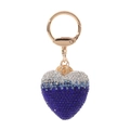 Porte-clés cœur strass bleu et argent avec fermoir doré pour accessoires de sacs - Bleu Royal