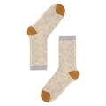 Calze retrò in cotone con motivo paisley beige e marrone e polsini blu chiaro - Taglia unica / Bianco Sporco