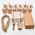 Mini vintage suitcase gift boxes set with kraft paper tags and natural jute twine ties - Retro Suitcase