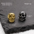 Silberne und goldene Totenkopf-Perlen für DIY-Schmuck, 15x11mm Edelstahl-Abstandsperlen - Schädelkopf Vertikales Loch(KLJ6316-Z) / Silber