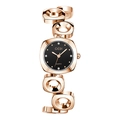 GEDI luxury women's watch in rose gold with a hollow bracelet and black diamond dial - Rose Gold Case Black Dial