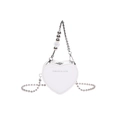 White heart-shaped mini crossbody bag with silver chain and fashion letter print - White