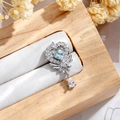 Silver heart-shaped cartilage stud with blue crystal wings and water drop pendant - Light Blue Heart Water Drop Style (A1043-3#)