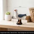 Figurine de mouette en résine bleue et blanche sur socle pour déco marine - 14x15cm / Style C-Bleu
