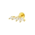 Orecchino a perno in argento S925 dorato con cinque zirconi bianchi taglio marquise - Ventaglio Radiante - Oro