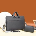 Dark grey fabric 17.3 inch laptop bag set with shoulder strap and small storage pouch - Upgraded Four-pocket Design With Shoulder Straps For Attaching To A Rolling Suitcase (dark Gray) + Power Bank Bag --- Countdown Special Offer / 13.3 Inch