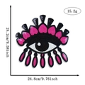 Pink heart eye sequin patch with crown and teardrops, measuring 24.8cm by 24.2cm - Heart Crown Big Eye