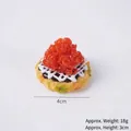 Portachiavi takoyaki artificiale da 4cm con salsa bianca e guarnizioni realistiche - Tortino di Gamberetti con Peperoncino a Rondelle-Senza Gancio