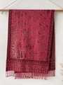 Close-up of red paisley patterned cashmere shawl with elegant fringe detail - 70*180cm / T139-04 Red Series
