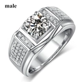 Herrenring in Silber mit großem Zirkonia-Hauptstein und Mikropavé-Besatz an den Seiten - US 6 / Silber