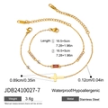 Spécifications détaillées de l'ensemble de bracelets en acier 18K avec zircon rouge et croix - Style Pierre Gemme Rectangulaire Couleur Rubis (JDB2410027-7)
