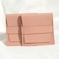 Set of two small pink PU leather jewelry pouches with button closure on white fabric - 8*8cm / Nude Pink
