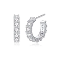Elegante S925 Sterling Silber Huggie-Ohrringe mit funkelndem Zirkonia-Pavé-Besatz - 925er Silber / Weißgold Zirkonia (FDEH-103)