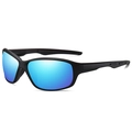 Polarized sports sunglasses with matte black frame and reflective blue mirrored lenses - Matte Black Frame Blue Mirror Lens