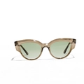 Retro Cat-Eye Sonnenbrille mit transparent braunem TR90-Rahmen und grünen Gläsern - Olivgrün