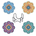 Diamanten-Malerei Untersetzer-Set mit Mandalamuster und schwarzem Metallhalter - Mandala-Serie (Mit Untersetzern und Halter)(BD001)