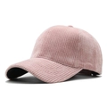 Gorra de béisbol clásica de pana rosa claro con textura de rayas verticales y visera curva - Ajustable / Rosa