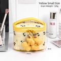 Yellow small makeup bag with cartoon prints and large bow charm, 14x11x8cm size - Yellow Small